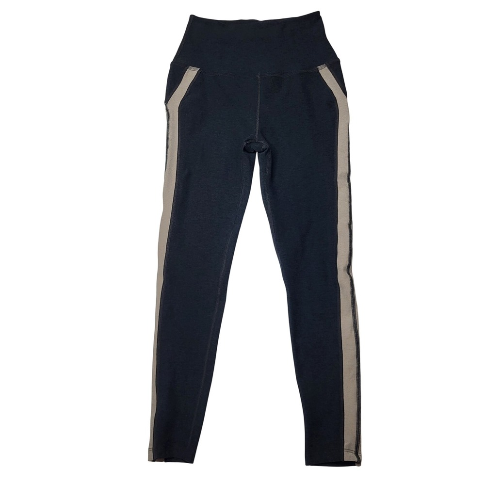 Beyond Yoga Spacedye Top Line Leggings Gray Tan Side Stripe Neutral Soft Medium